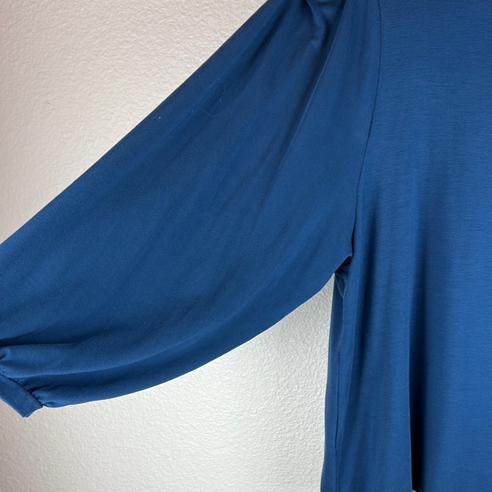 Garnet Hill Women's Teal Blue Balloon Sleeve Tee Size Medium - Picture 7 of 12
